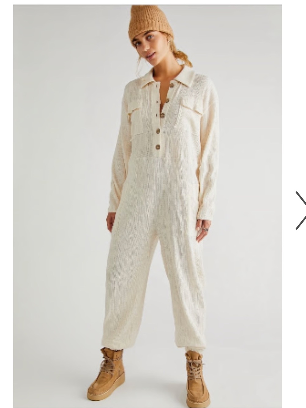 Free People Beach Women’s Cream Button-Front Jumpsuit